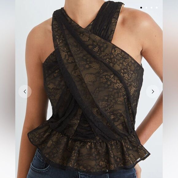NWT Veronica Beard KAILANI LACE TOP Black Size 10 - Picture 1 of 14